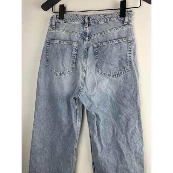 Reformation Wilder High Rise Wide Leg Cropped Jeans Raw Hem Rigid Denim Size 28 - Picture 12 of 14